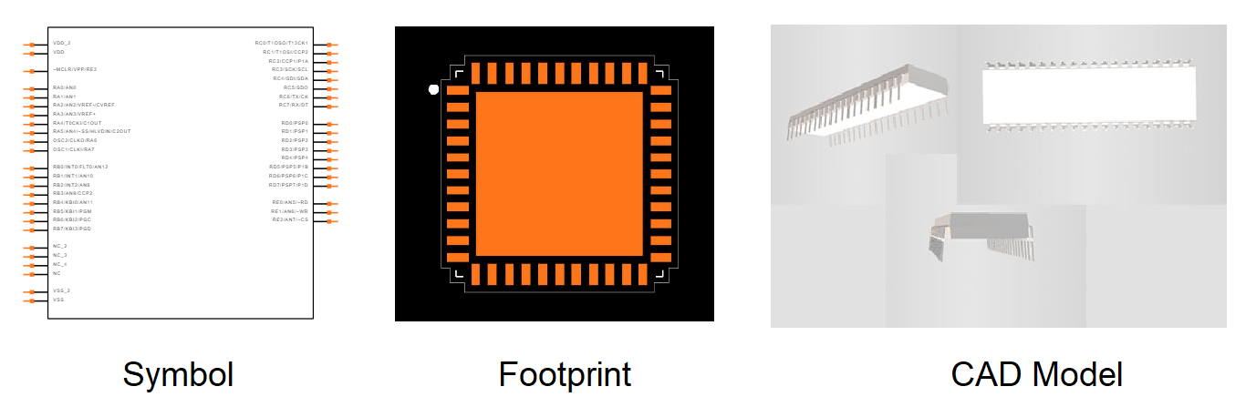 PIC18F4620 Symbol, Footprint, and CAD Model